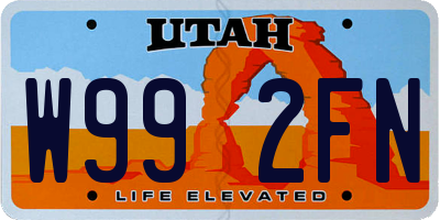 UT license plate W992FN