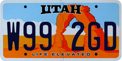 UT license plate W992GD
