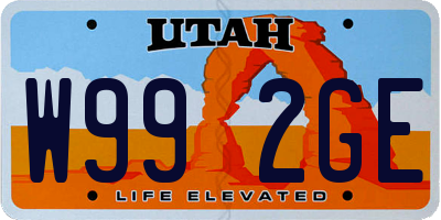 UT license plate W992GE