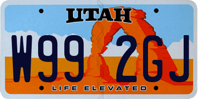 UT license plate W992GJ