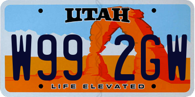UT license plate W992GW