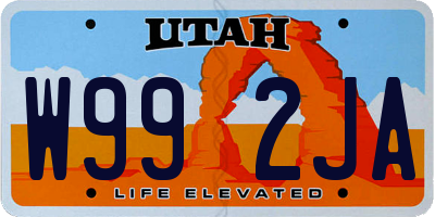 UT license plate W992JA