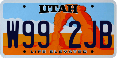 UT license plate W992JB