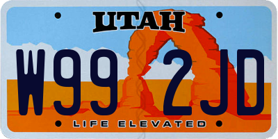 UT license plate W992JD
