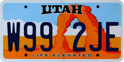 UT license plate W992JE