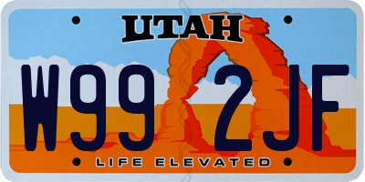UT license plate W992JF