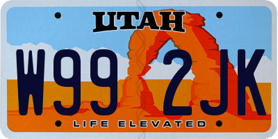 UT license plate W992JK