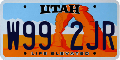 UT license plate W992JR
