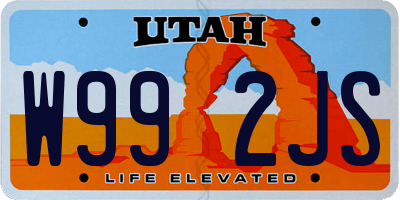 UT license plate W992JS