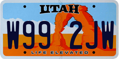 UT license plate W992JW