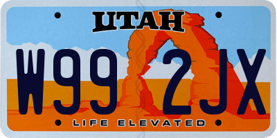 UT license plate W992JX