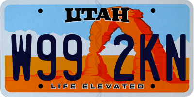 UT license plate W992KN