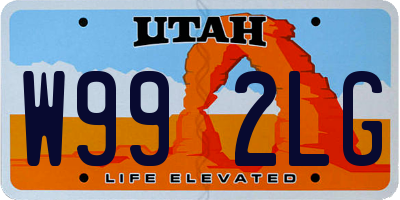 UT license plate W992LG