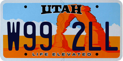 UT license plate W992LL