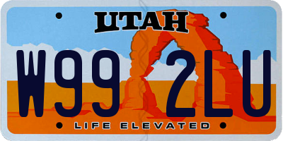 UT license plate W992LU