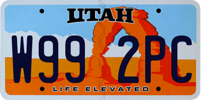 UT license plate W992PC