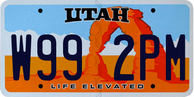 UT license plate W992PM