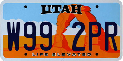 UT license plate W992PR