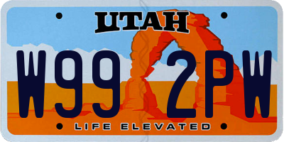 UT license plate W992PW