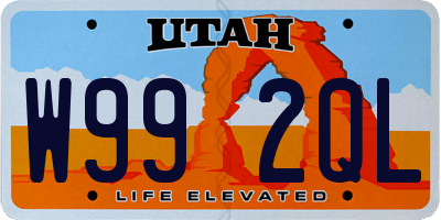 UT license plate W992QL