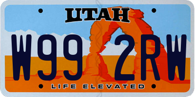 UT license plate W992RW