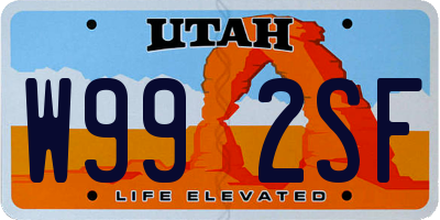 UT license plate W992SF