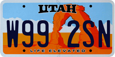 UT license plate W992SN