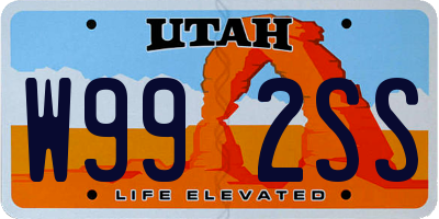 UT license plate W992SS