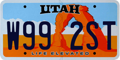 UT license plate W992ST