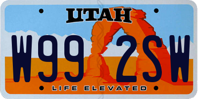 UT license plate W992SW