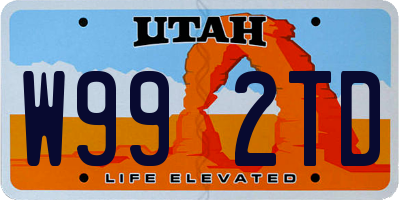 UT license plate W992TD