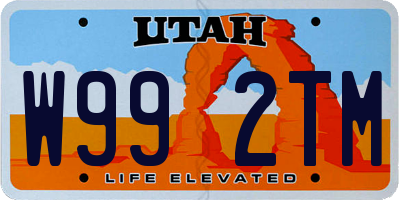 UT license plate W992TM