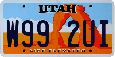 UT license plate W992UI