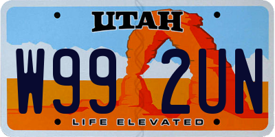 UT license plate W992UN