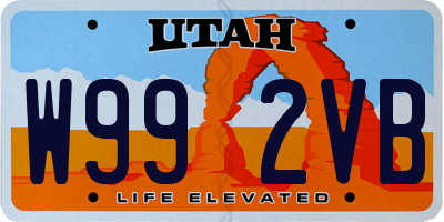 UT license plate W992VB