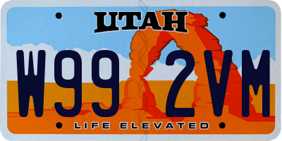 UT license plate W992VM