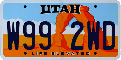 UT license plate W992WD