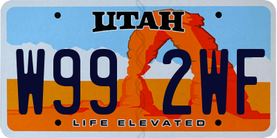 UT license plate W992WF