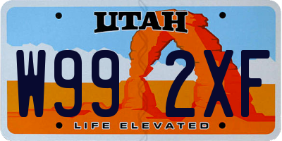 UT license plate W992XF