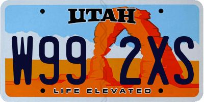 UT license plate W992XS