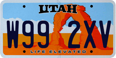 UT license plate W992XV