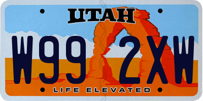 UT license plate W992XW