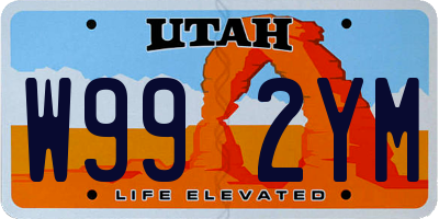 UT license plate W992YM