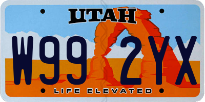 UT license plate W992YX