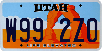 UT license plate W992ZO