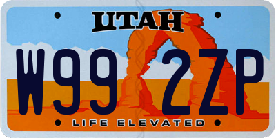 UT license plate W992ZP