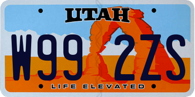 UT license plate W992ZS
