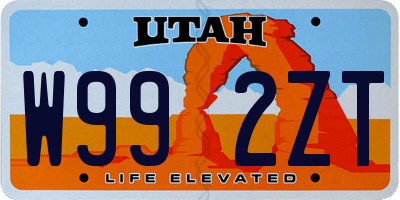 UT license plate W992ZT
