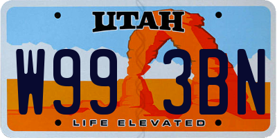 UT license plate W993BN