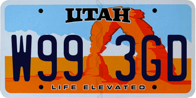 UT license plate W993GD